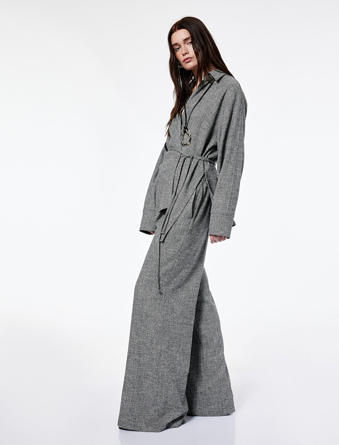 Koton X Şahika Ercümen - Flanel Kumaş Loose Fit Cepli Kışlık Palazzo Pantolon