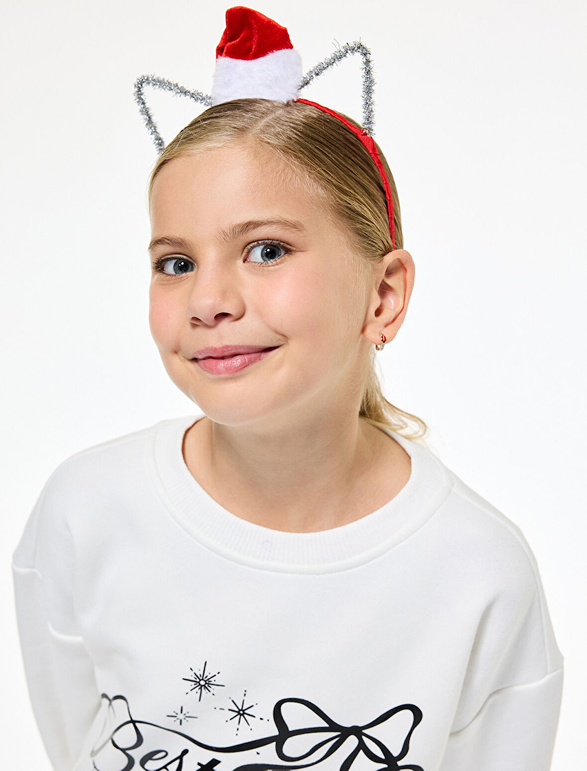 Uzun Kollu Bisiklet Yaka Yılbaşı Baskılı Sweatshirt