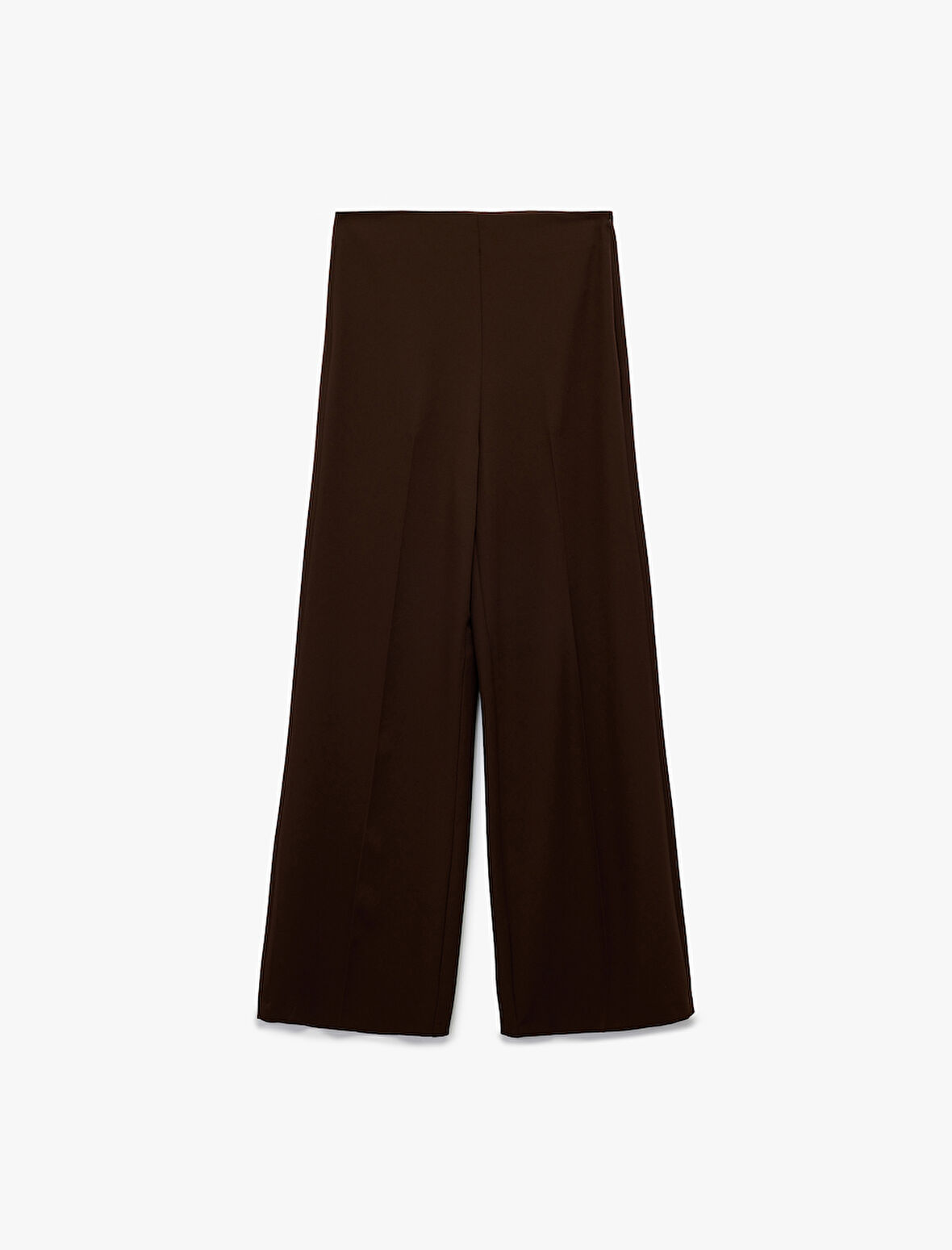 Normal Bel Düz Geniş Paça Kumaş Pantolon 