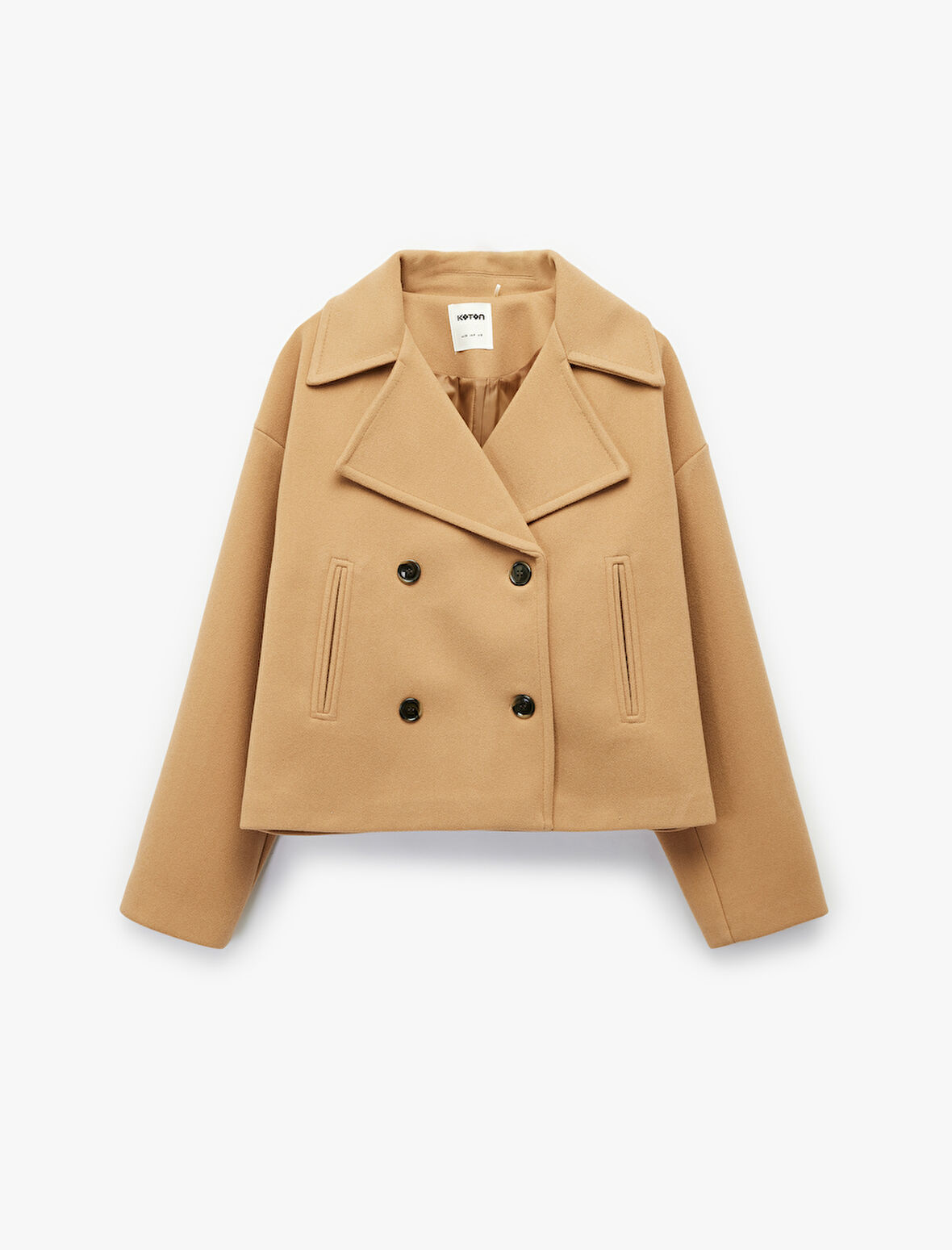 Kısa Kaban Kaşe Düğmeli Cepli Uzun Kollu Kruvaze