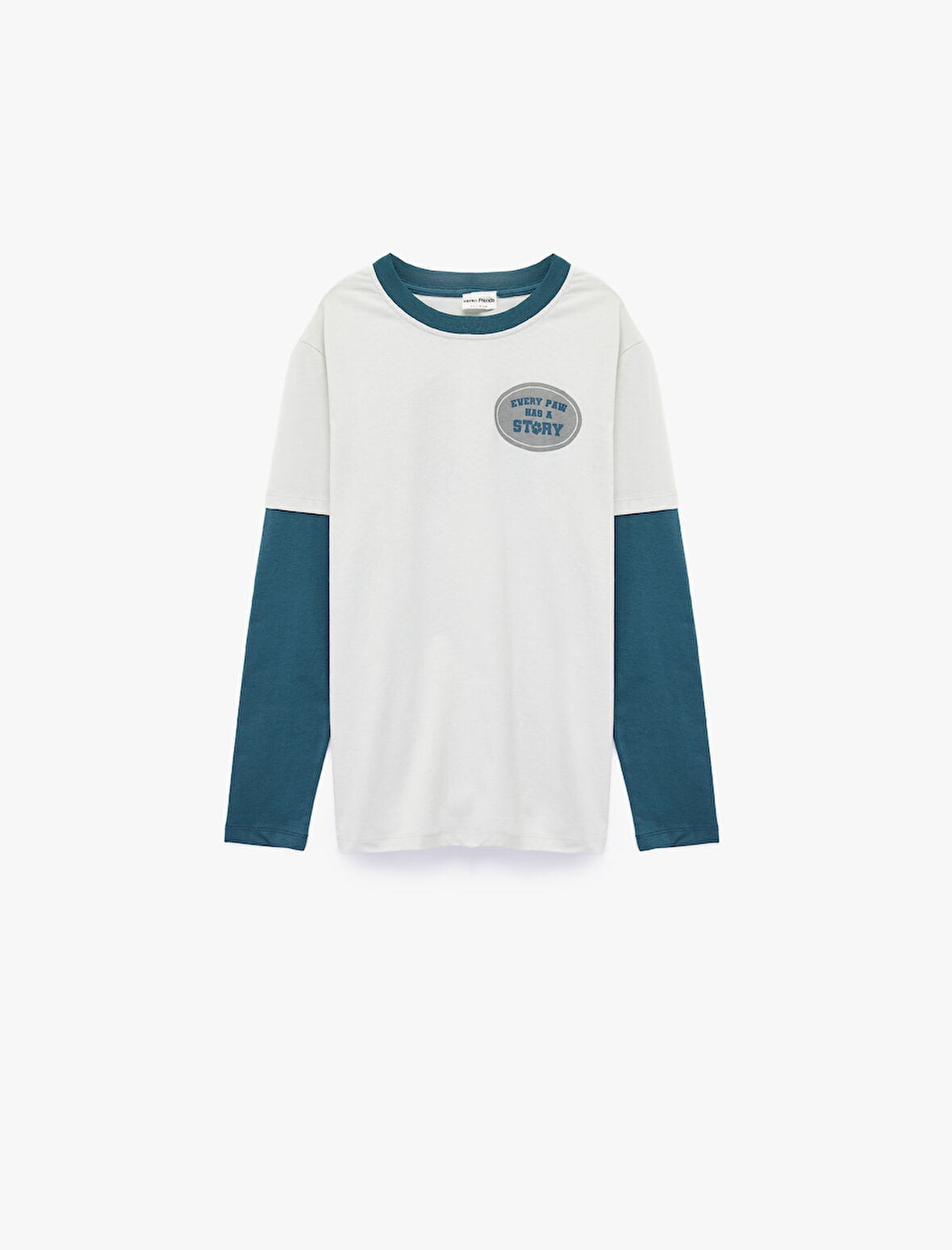 Pamuklu Uzun Kollu Bisiklet Yaka Baskılı Tişört