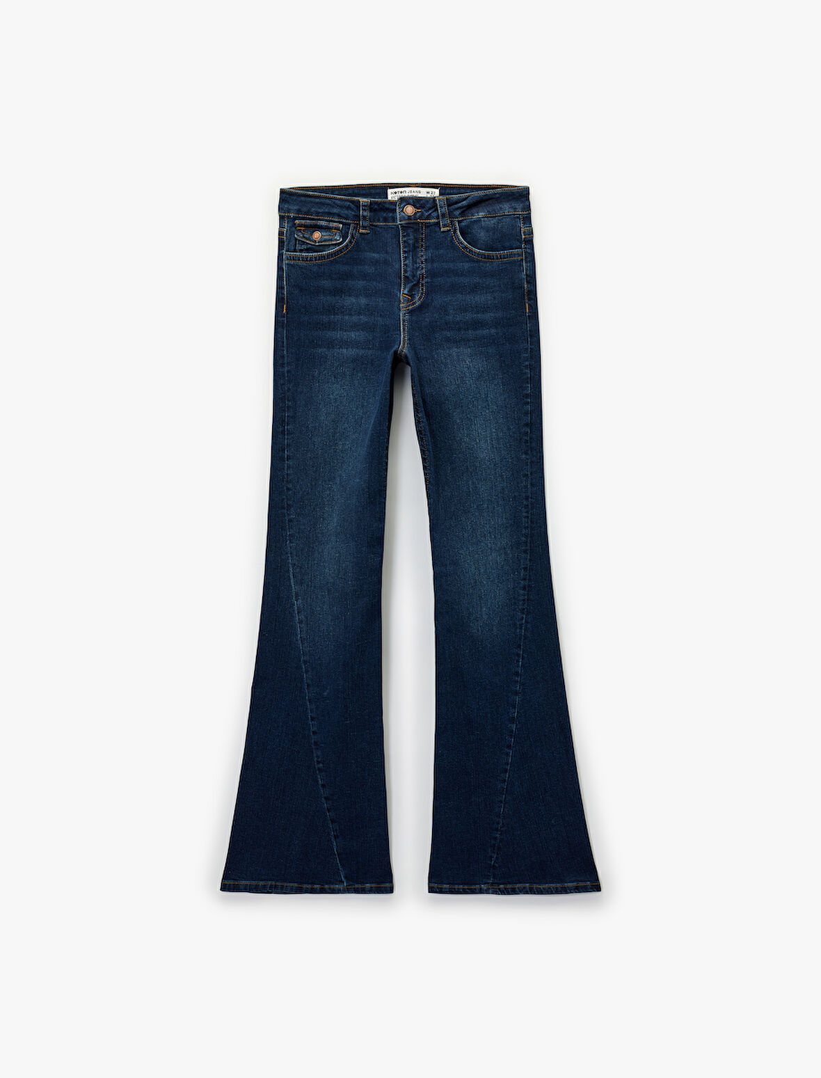 Düğmeli Cepli Slim Fit Düşük Bel İspanyol Paça Jean Pantolon - Flare Jeans