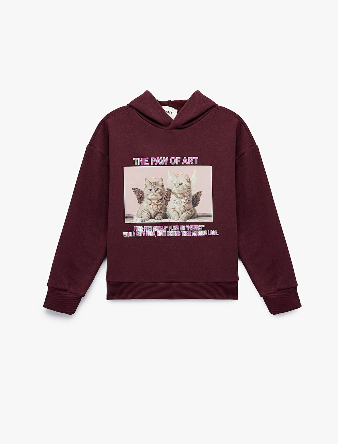 Uzun Kollu Kapşonlu Oversize Baskılı Sweatshirt