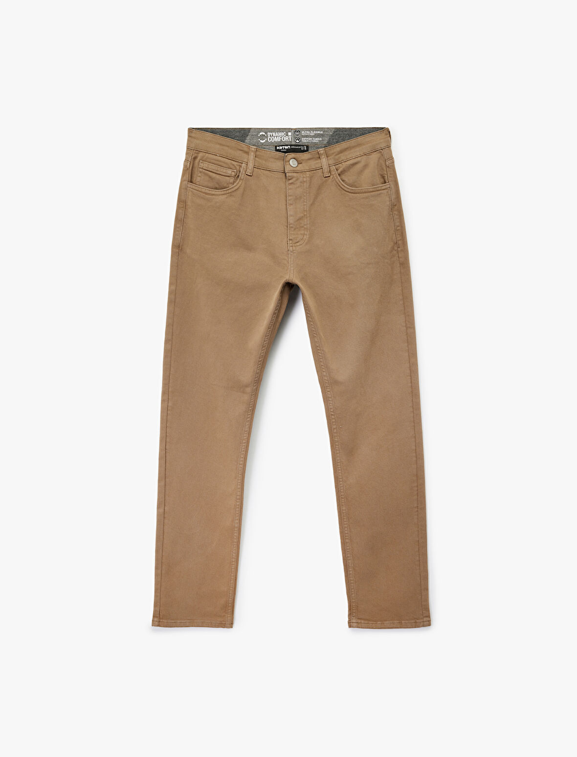 Pamuklu Düz Paça Düğmeli Cepli Chino Pantolon