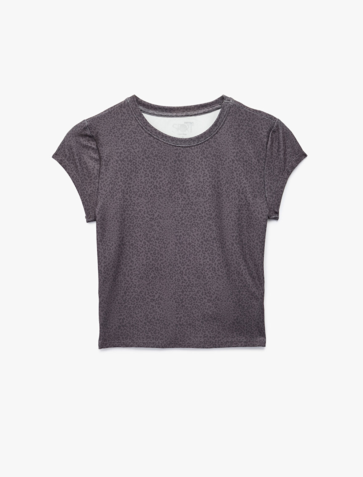 Kısa Kollu Bisiklet Yaka Leopar Baskılı Spor Tişört