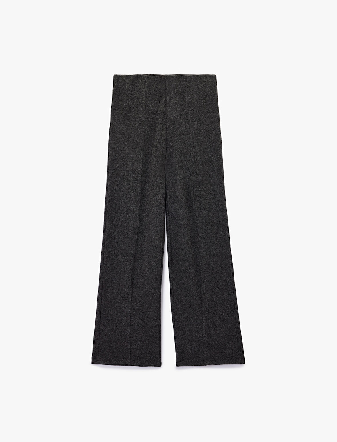 Yüksek Bel Yırtmaç Detaylı Slim Fit Geniş Paça Pantolon