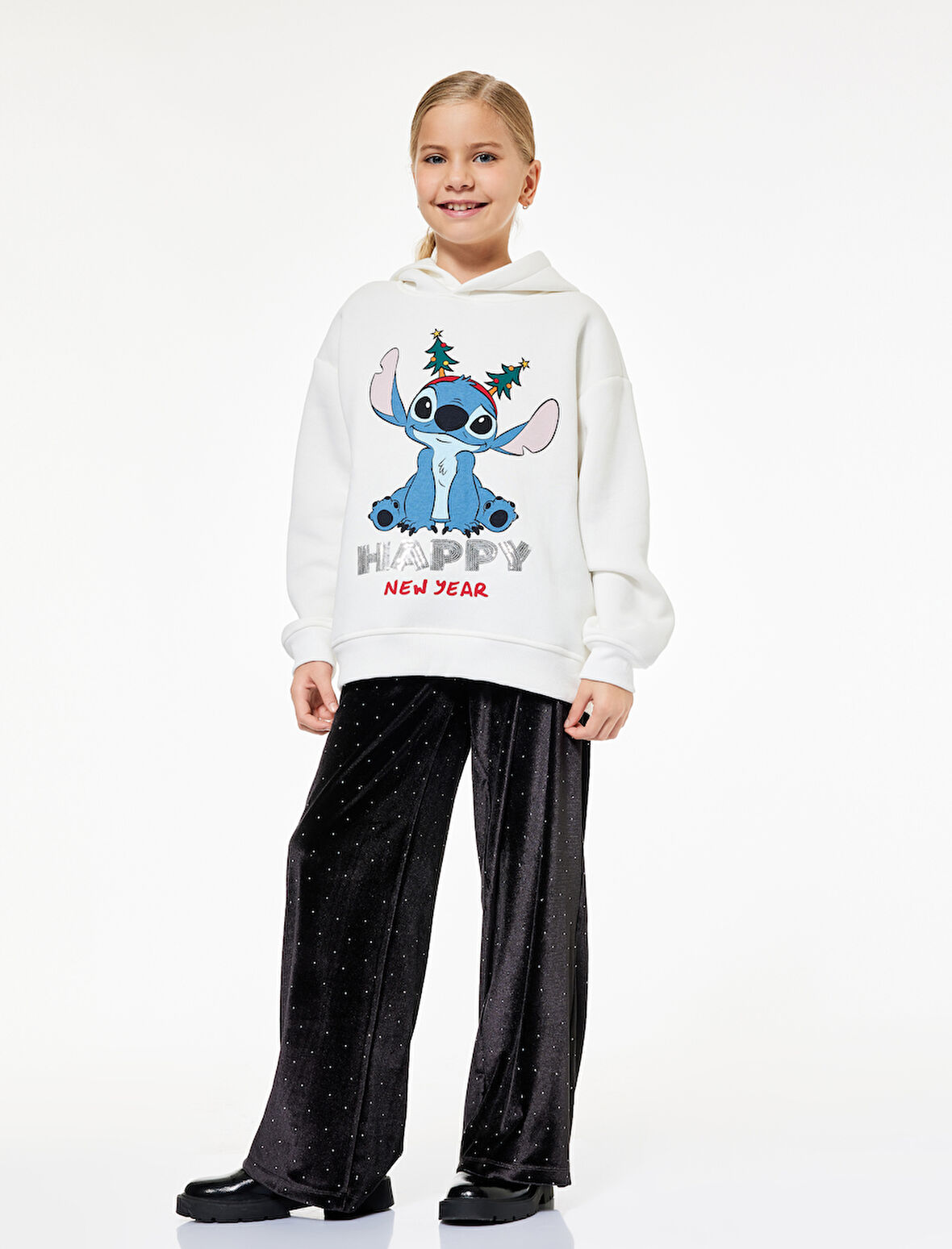 Taş Detaylı Rahat Kesim Geniş Paça Pantolon