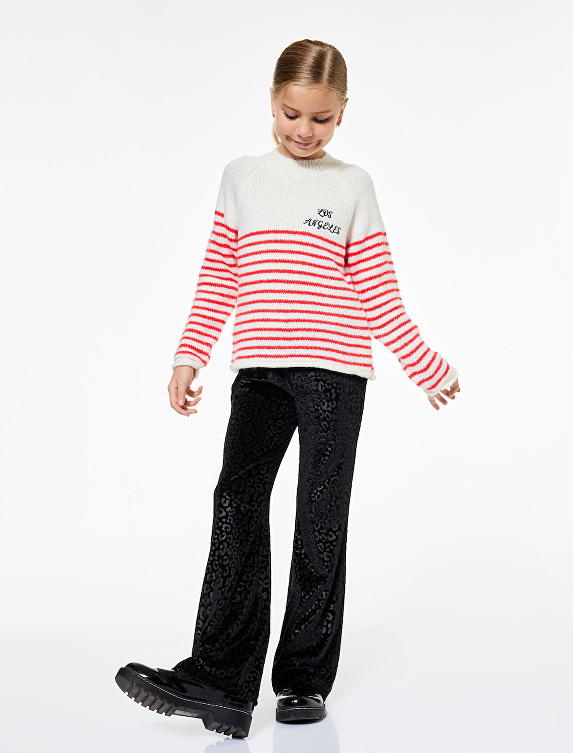 Leopar Desenli Geniş Paça Pantolon