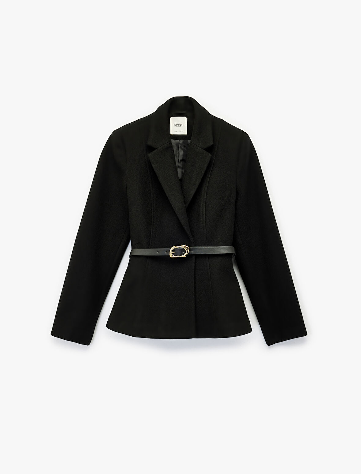 Kruvaze Yaka Kemer Detaylı Peplum Blazer Ceket