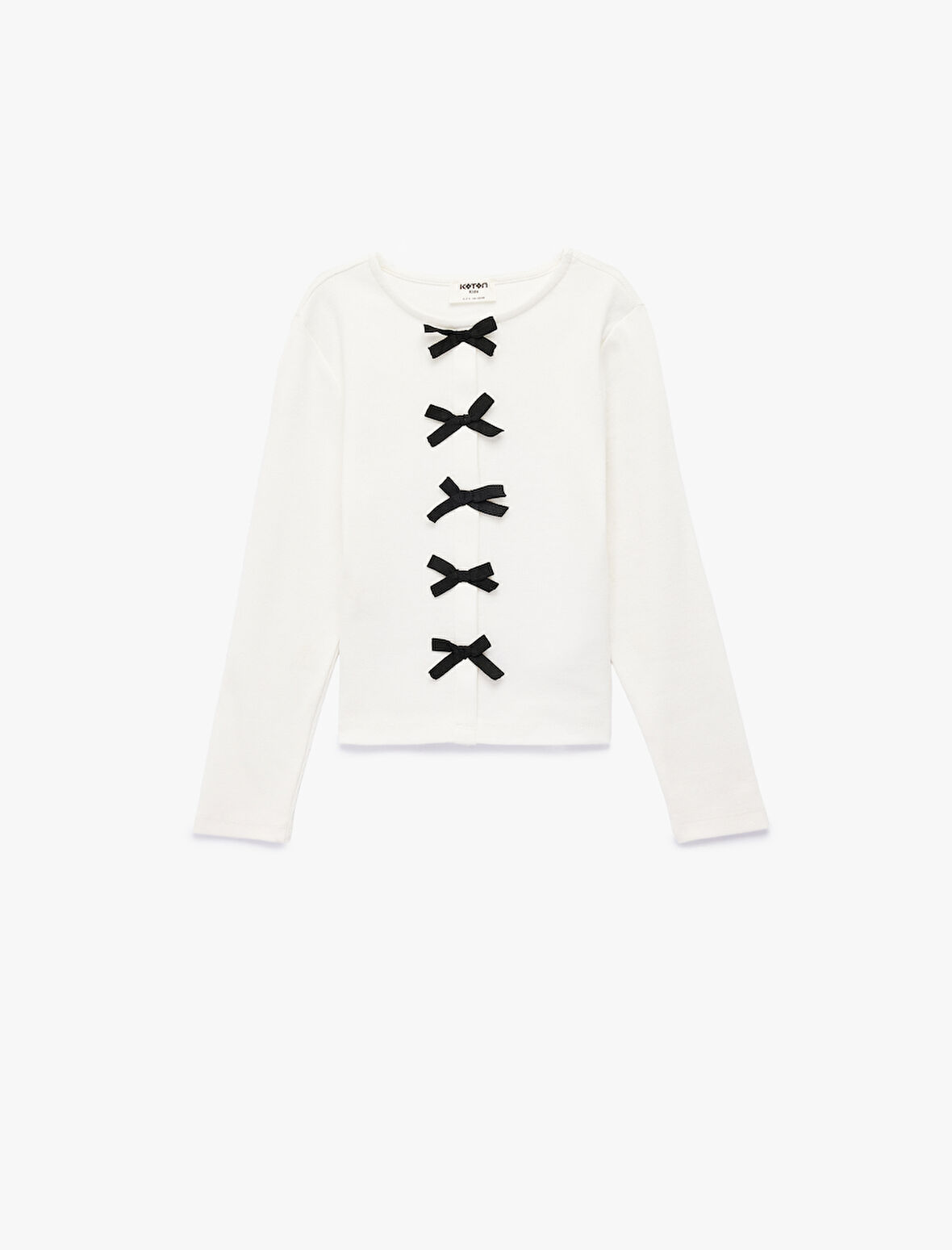 Fiyonklu Uzun Kollu Bisiklet Yaka Pamuklu Tişört