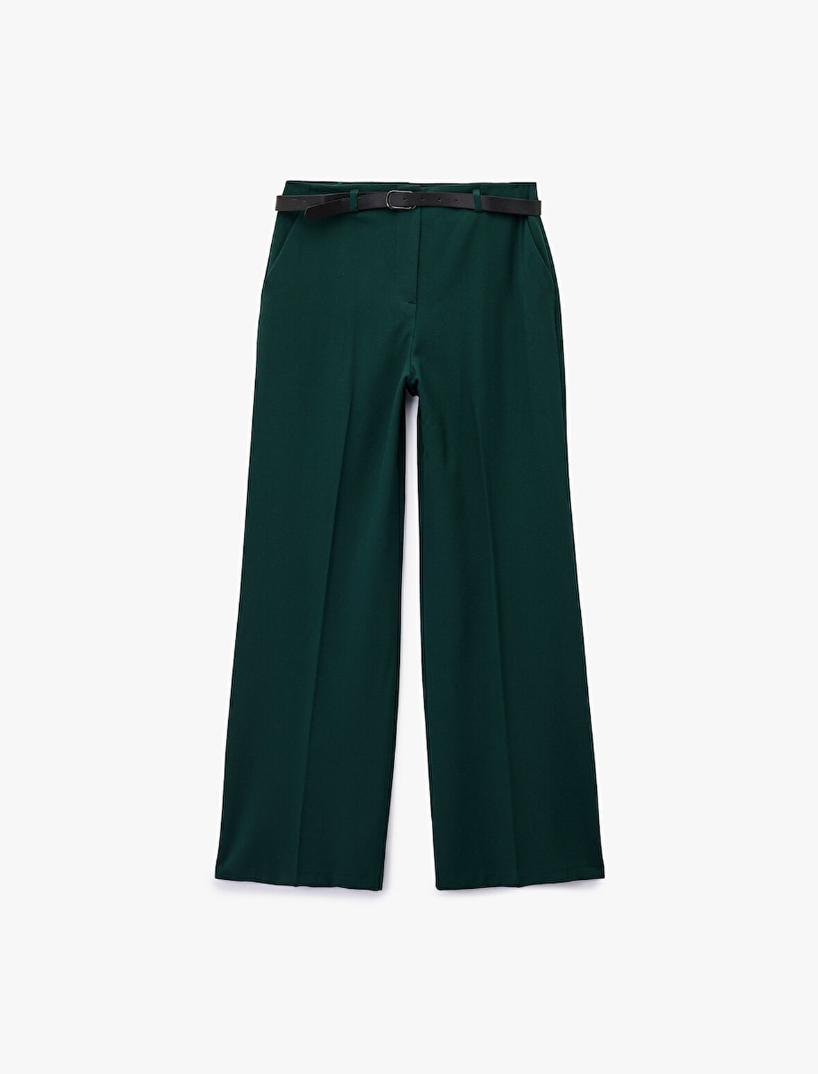 Cepli Düz Geniş Paça Kemerli Pantolon