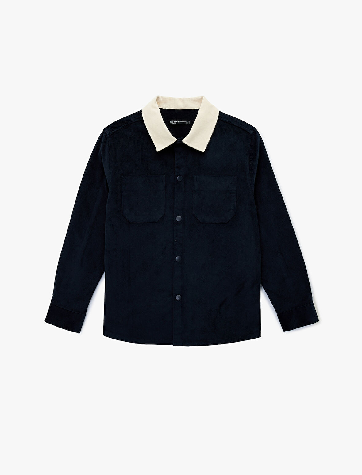 Regular Fit Uzun Kollu Cepli Renk Kontrastlı Klasik Yaka Fitilli Kadife Gömlek Ceket