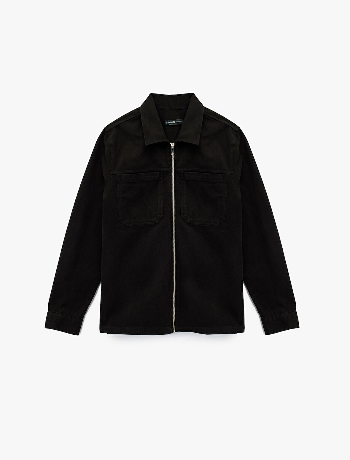 Regular Fit Uzun Kollu Cep Detaylı Fermuarlı Gömlek Ceket