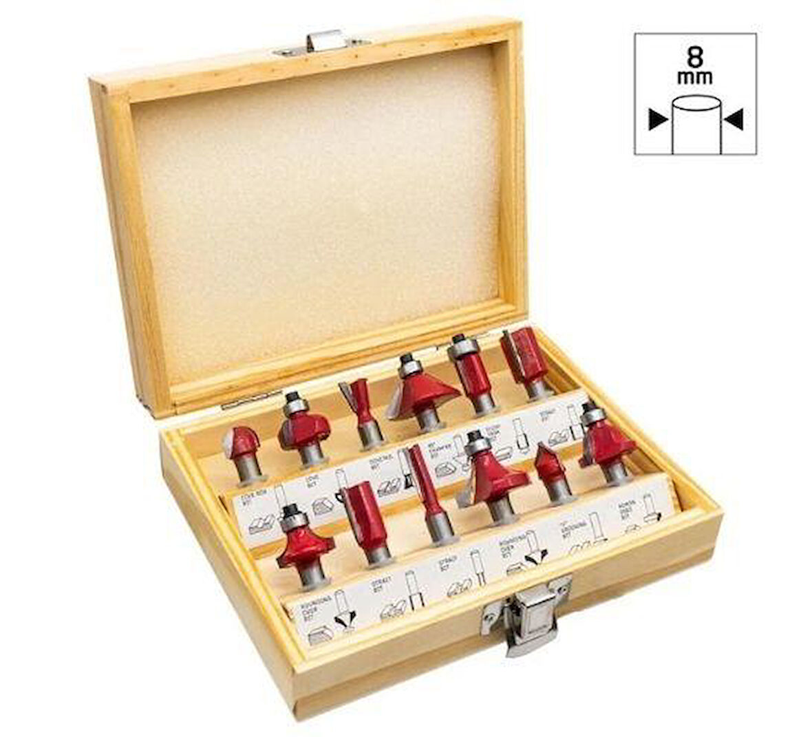 ROX WOOD 12 Parça Ahşap Freze Seti 8mm sap