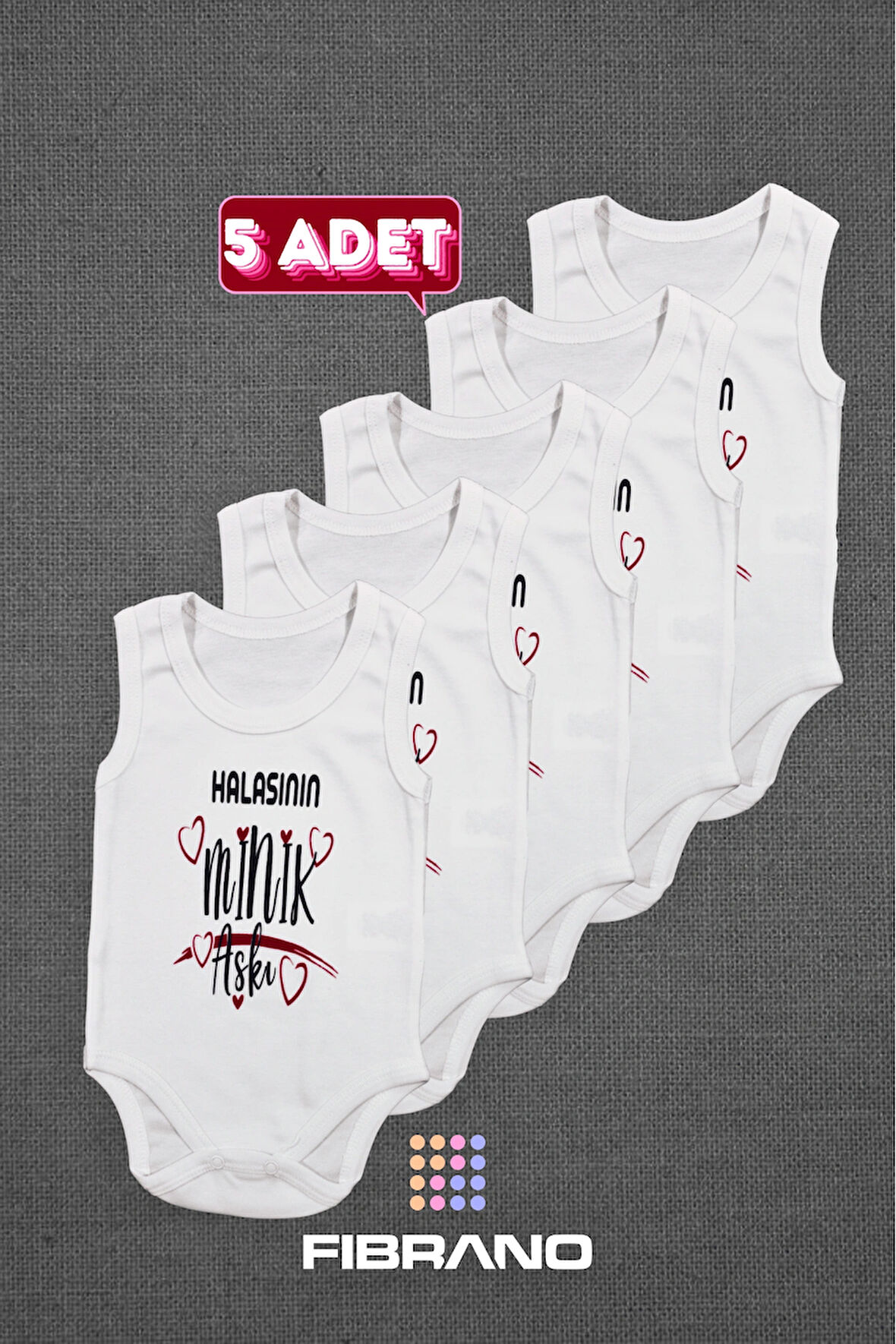 5 Adet Halasının Minik Aşkı Baskılı 0-1 Yaş Tüm Bedenler %100 Pamuk Bebek Zıbın
