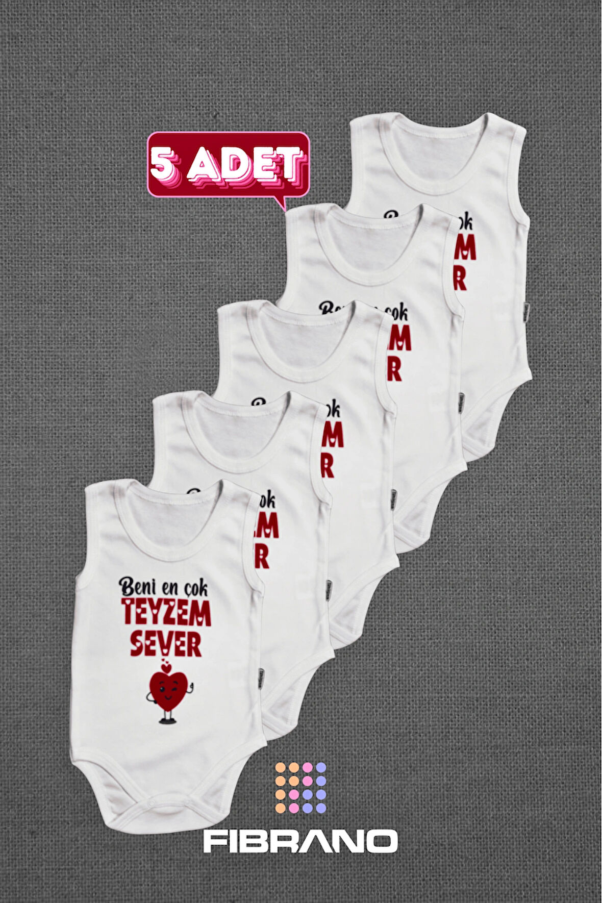 5 Adet Beni En Çok Teyzem Sever Baskılı 0-1 Yaş Tüm Bedenler %100 Pamuk Bebek Zıbın