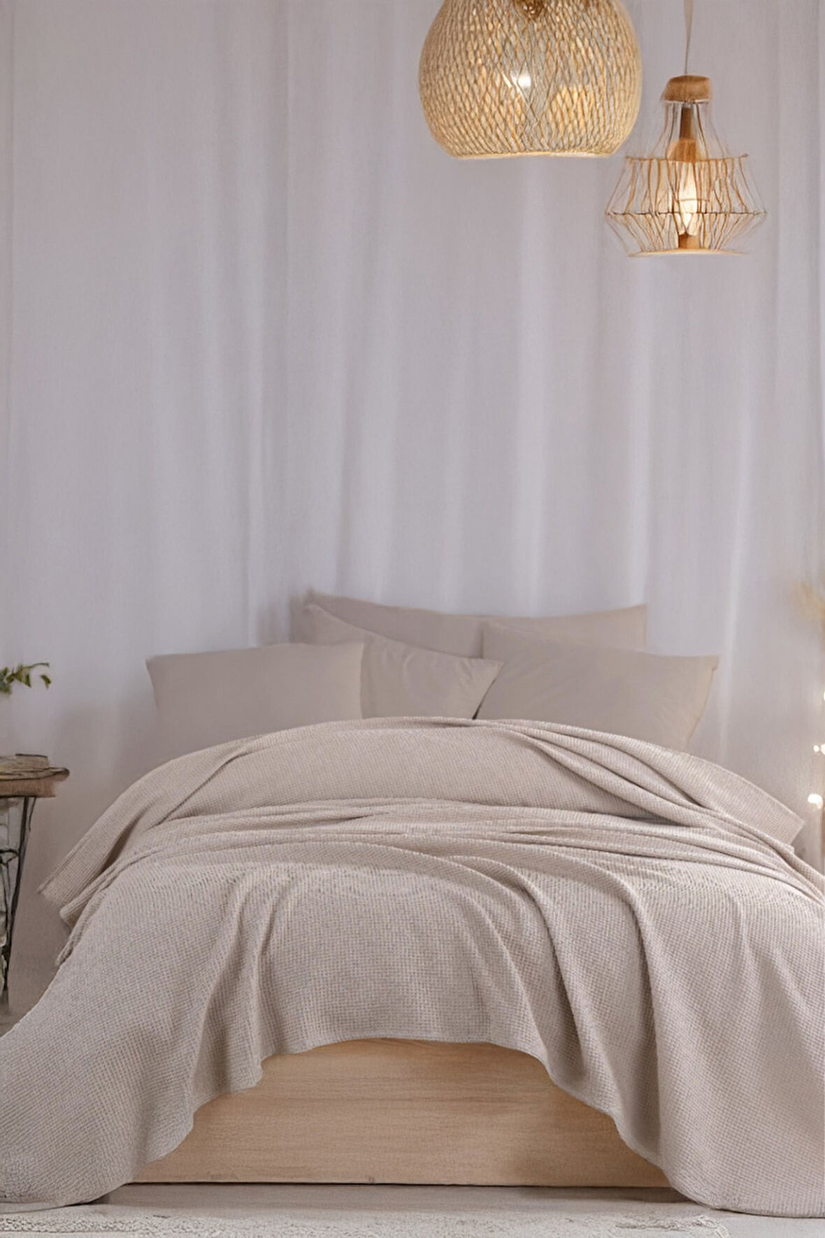 Ecocel Pike Örtü Çift Kişilik 200x230cm Karde Vizon Gri