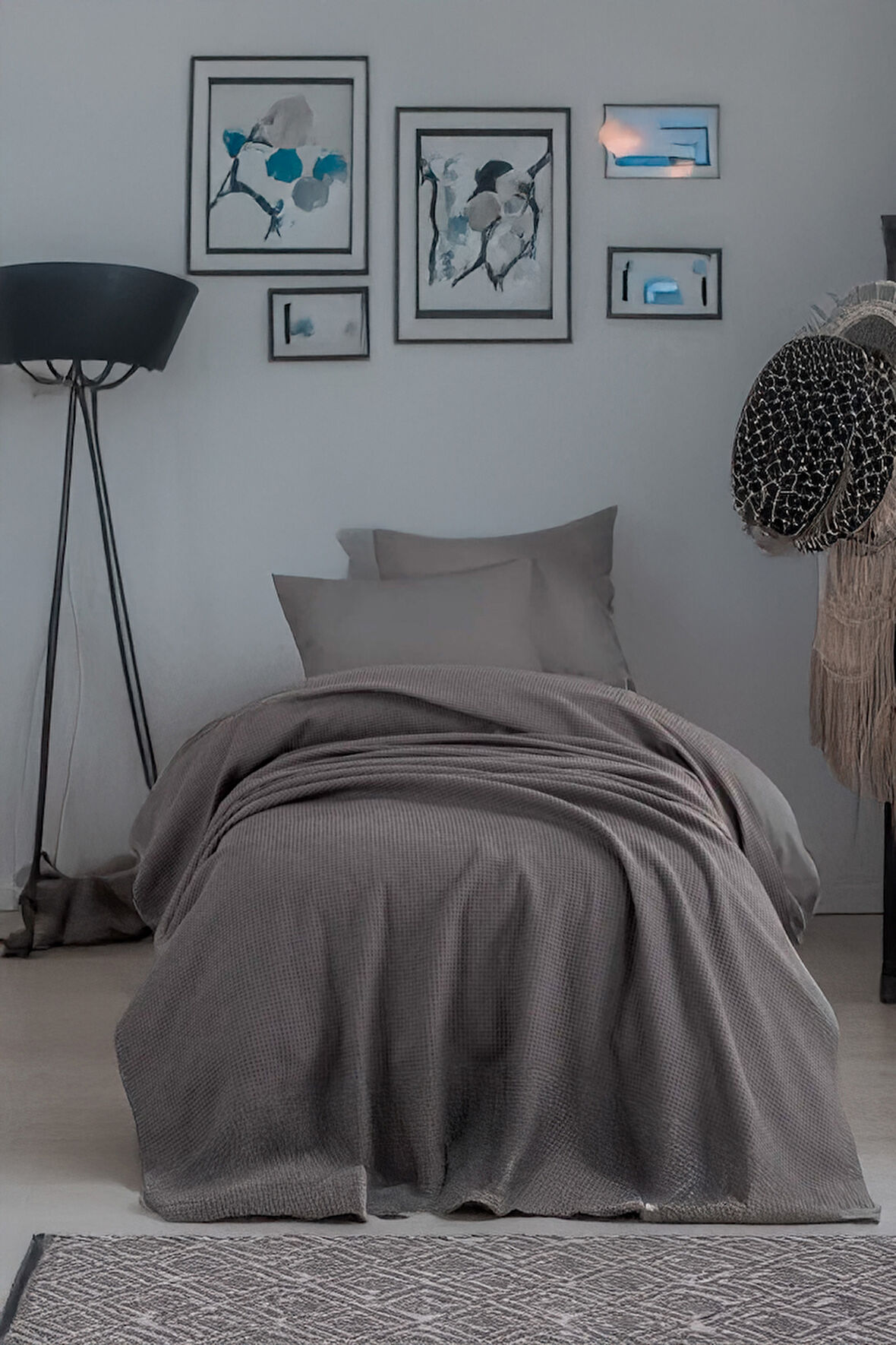 Ecocel Pike Örtü Tek Kişilik 160x230cm Karde Antrasit