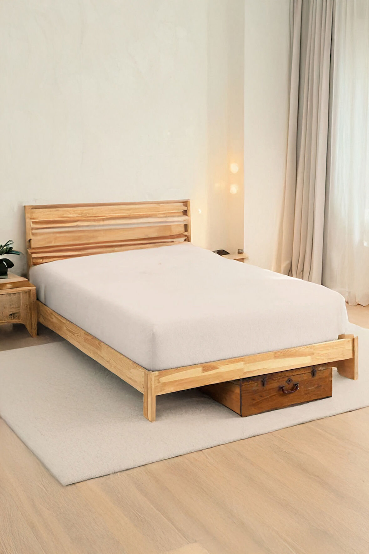 Penye Lastikli Çarşaf Pamuklu Jersey Çift Kişilik 160x200cm Krem