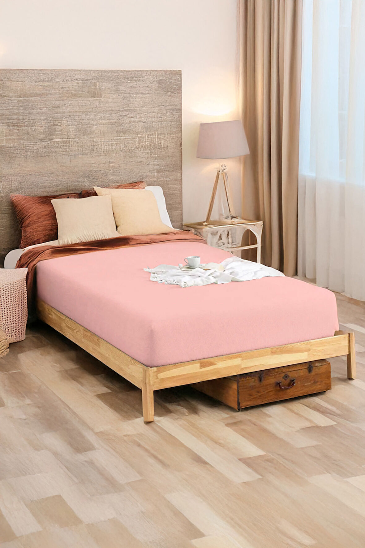 Penye Lastikli Çarşaf Pamuklu Jersey Çift Kişilik 160x200cm Pembe