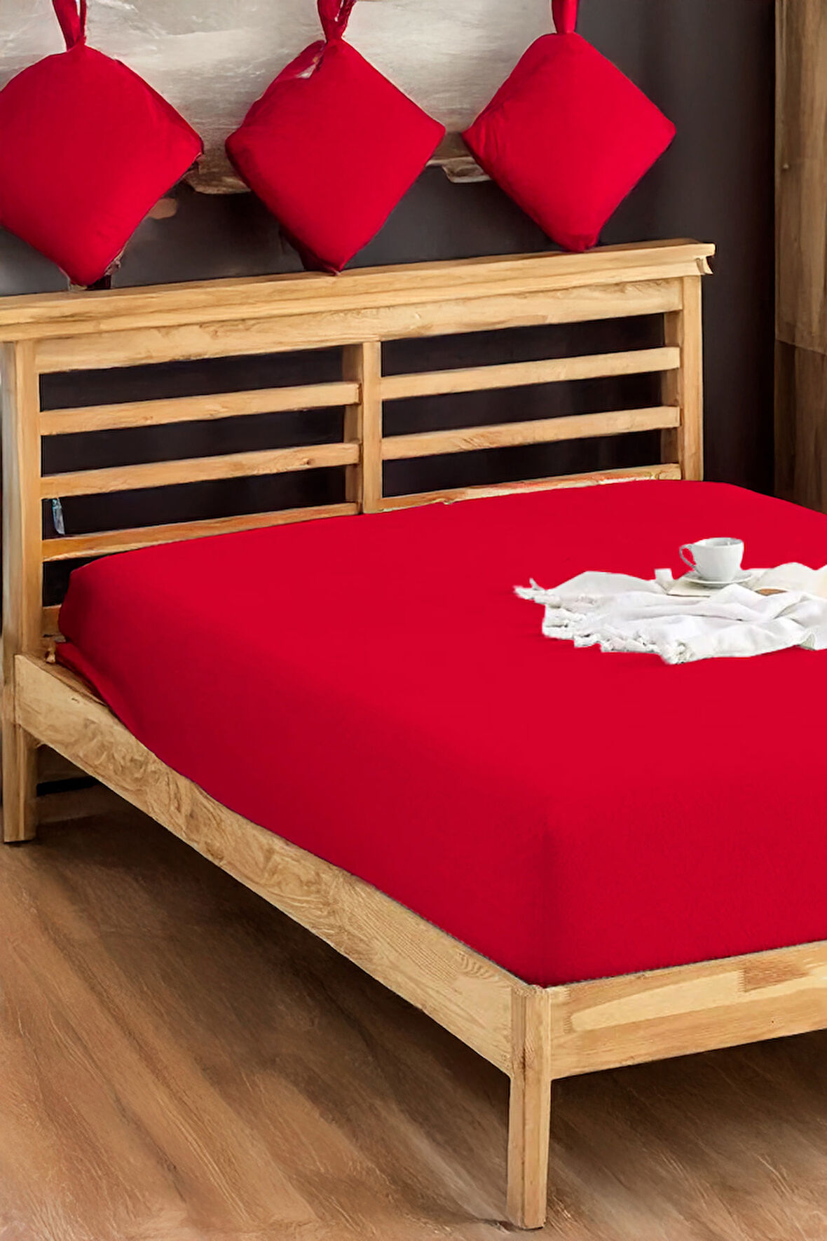 Penye Lastikli Çarşaf Pamuklu Jersey Battal Kişilik 180x200cm Bordo