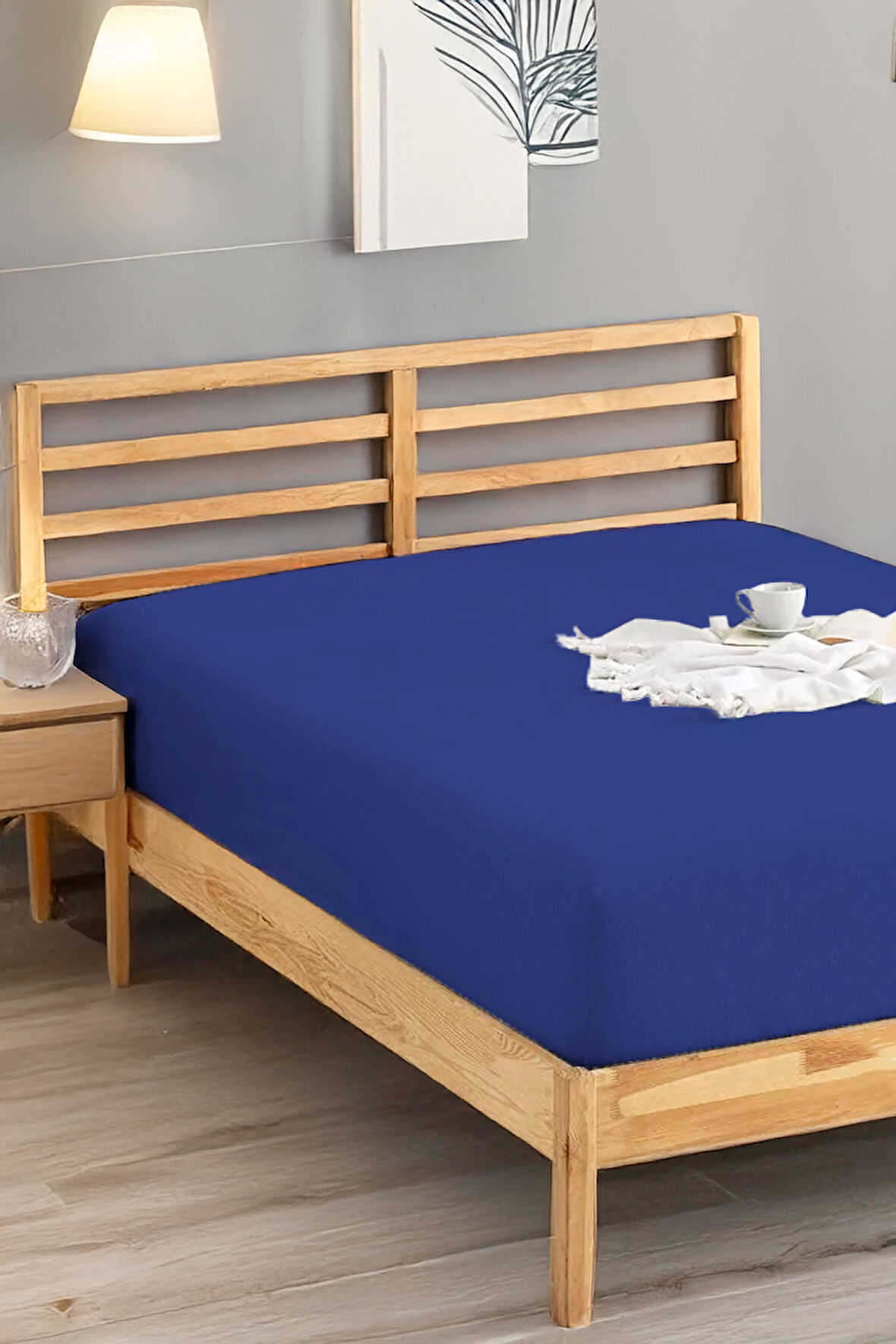 Penye Lastikli Çarşaf Pamuklu Jersey Süper Battal Kişilik 200x200cm Lacivert