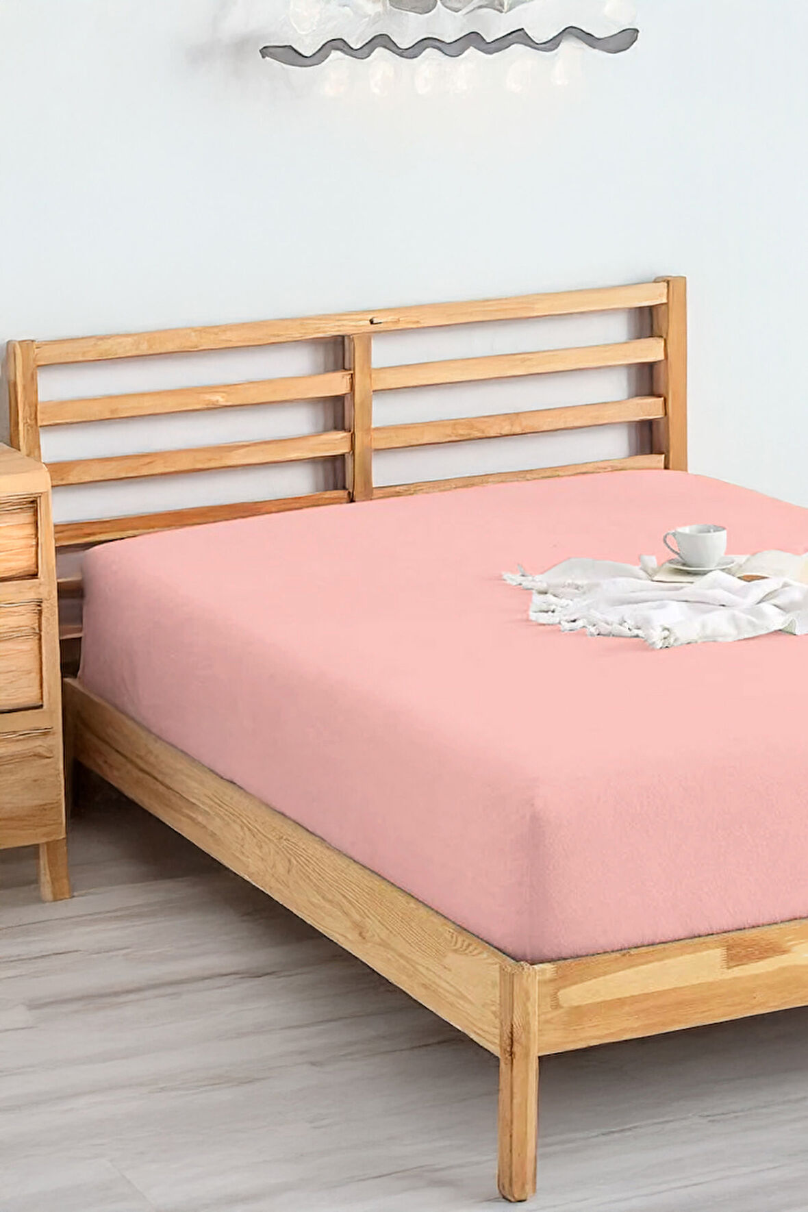 Penye Lastikli Çarşaf Pamuklu Jersey Süper Battal Kişilik 200x200cm Pembe