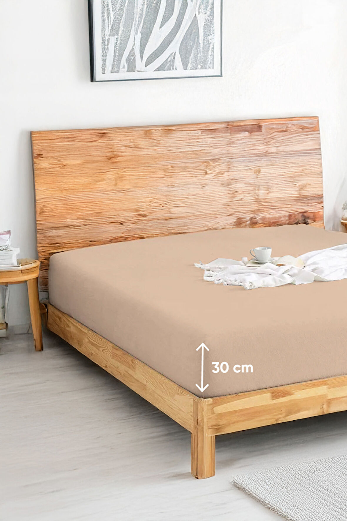Penye Lastikli Çarşaf Pamuklu Jersey Tek Kişilik 100x200cm Bej
