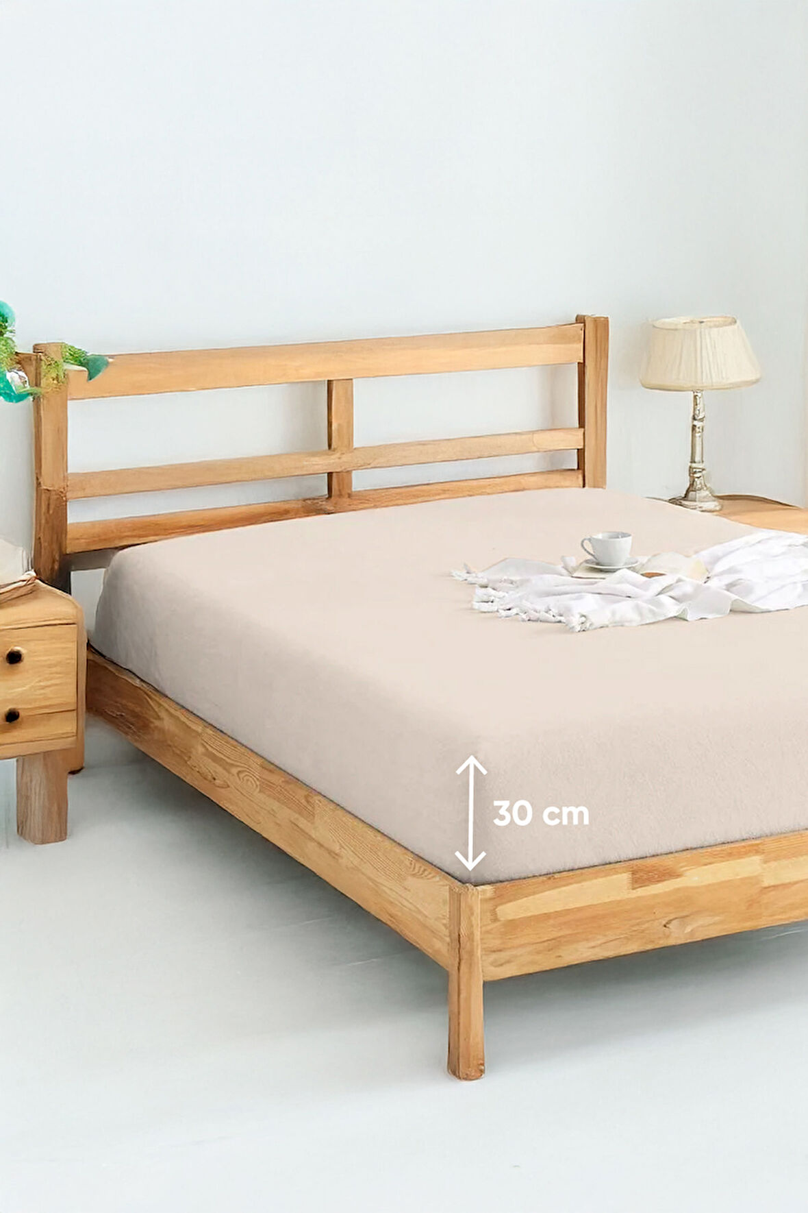 Penye Lastikli Çarşaf Pamuklu Jersey Tek Kişilik 100x200cm Krem