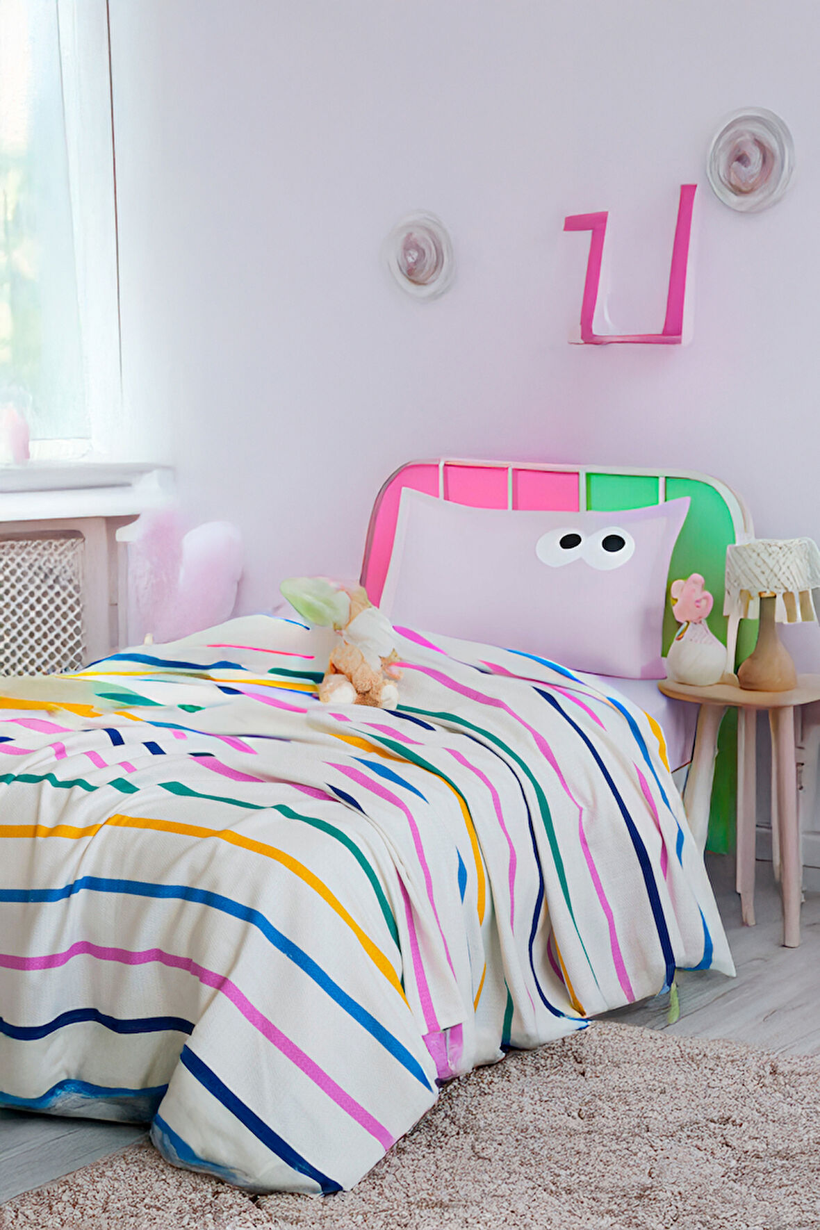 Pike Seti Baskılı Tek Kişilik Funny Lila