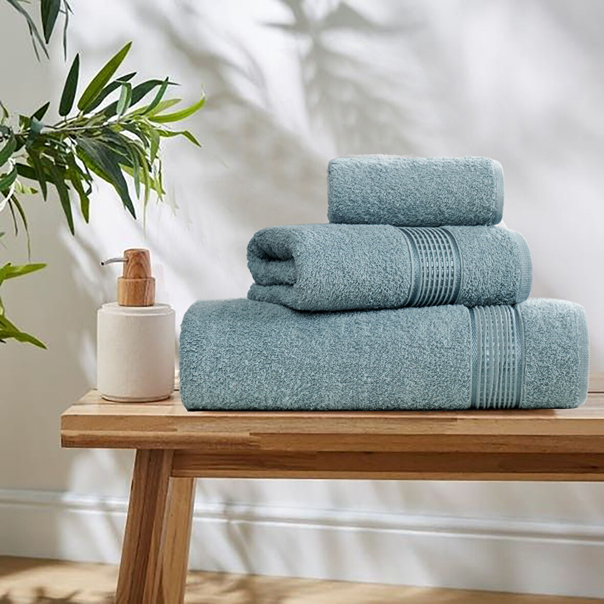 3lü Havlu Seti Ezgi Mint Yeşili 70x140 + 50x85 + 30x50