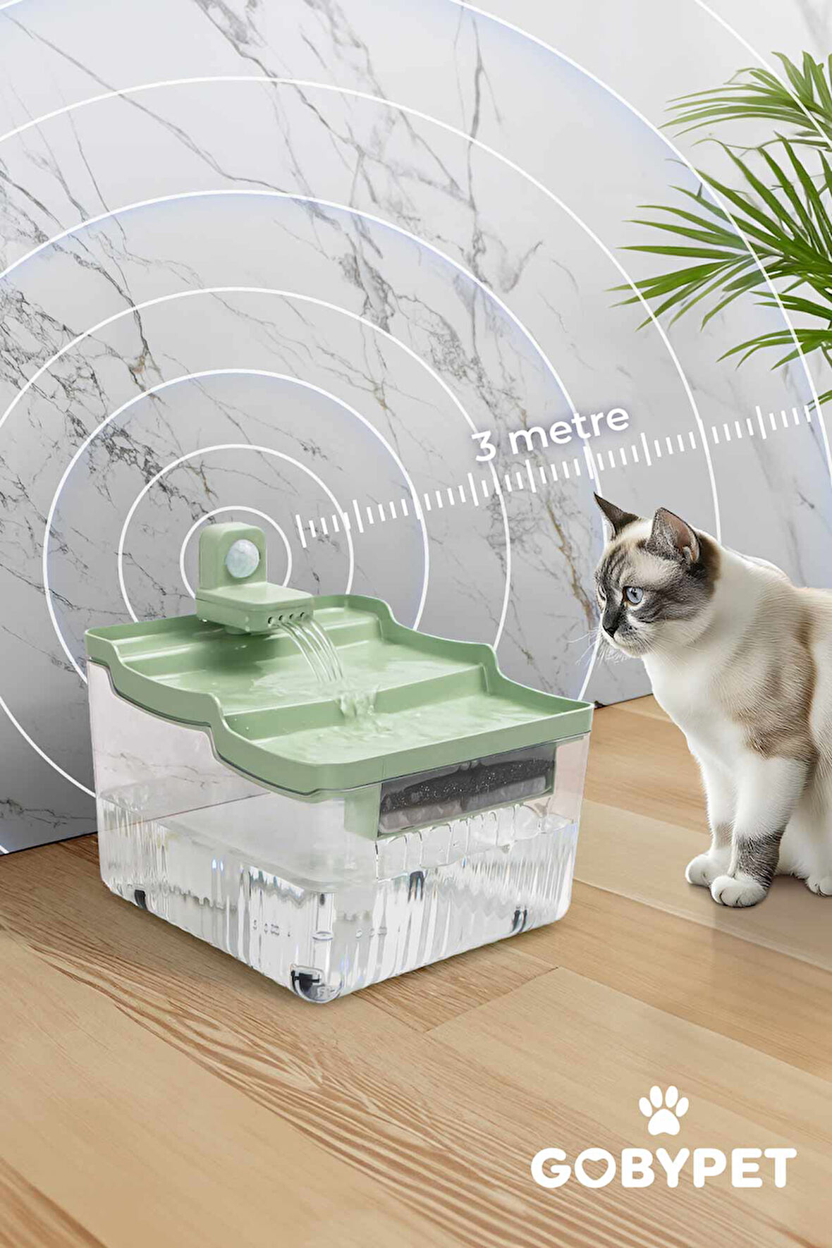 Hareket Sensörlü Sessiz Kedi Su Sebili, Sensörlü Kedi Su Pınarı, Kedi ve Köpek Su Sebili