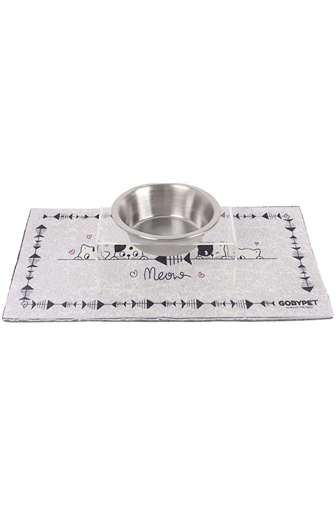 Tekli Seramik Dekoratif Kedi Ve Köpek Pleksi Mama & Su Kabı Kedi Paspası