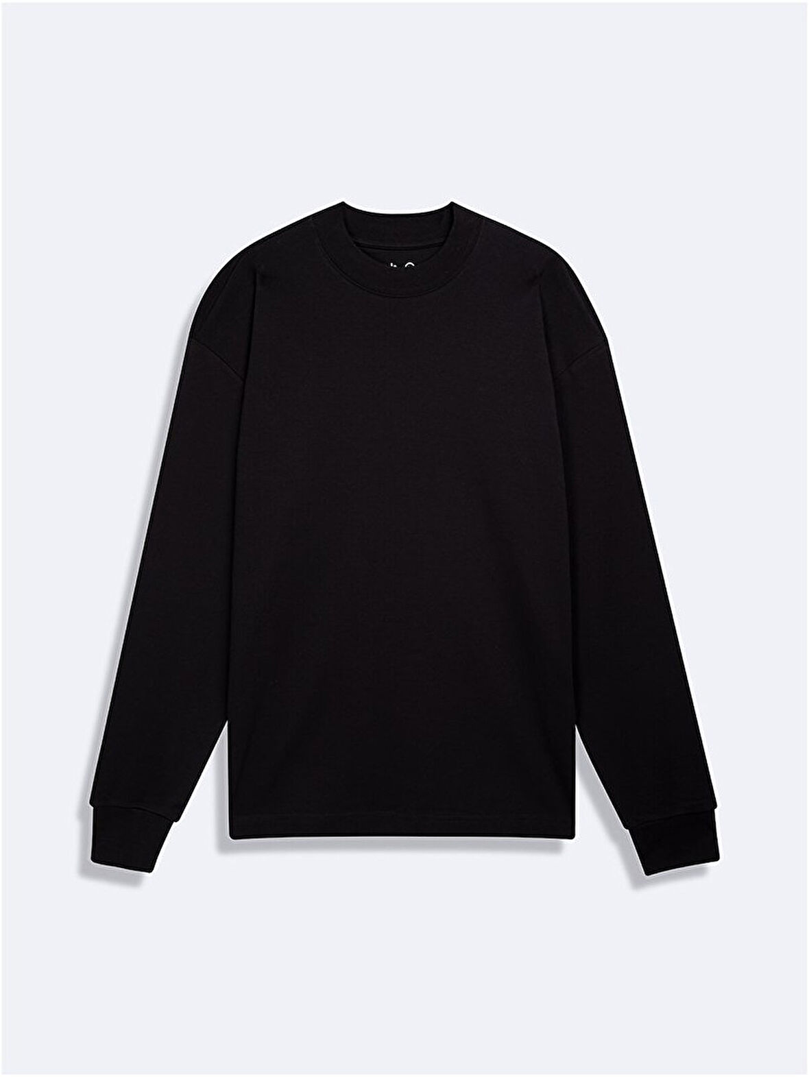 Uzun Kollu Bisiklet Yaka Basıc Siyah Sweatshırt