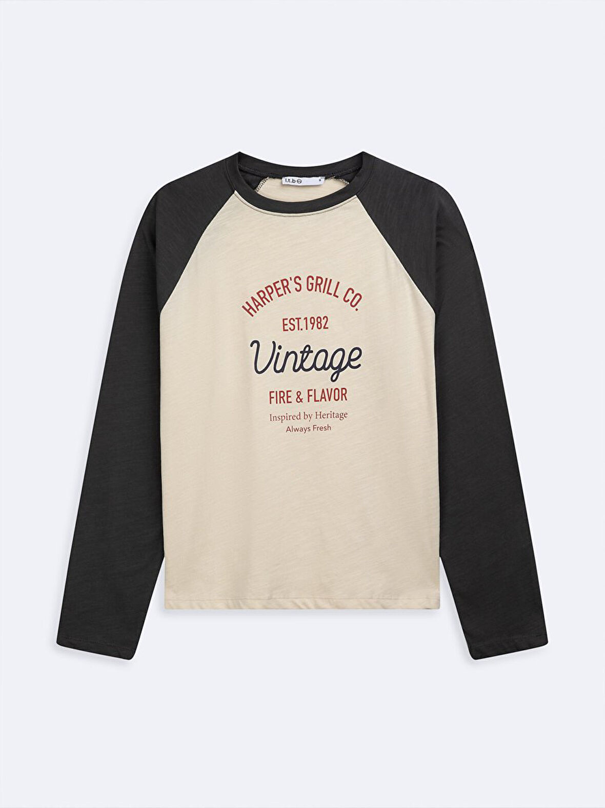 Uzun Kollu Slogan Baskılı Crop Krem Sweatshırt