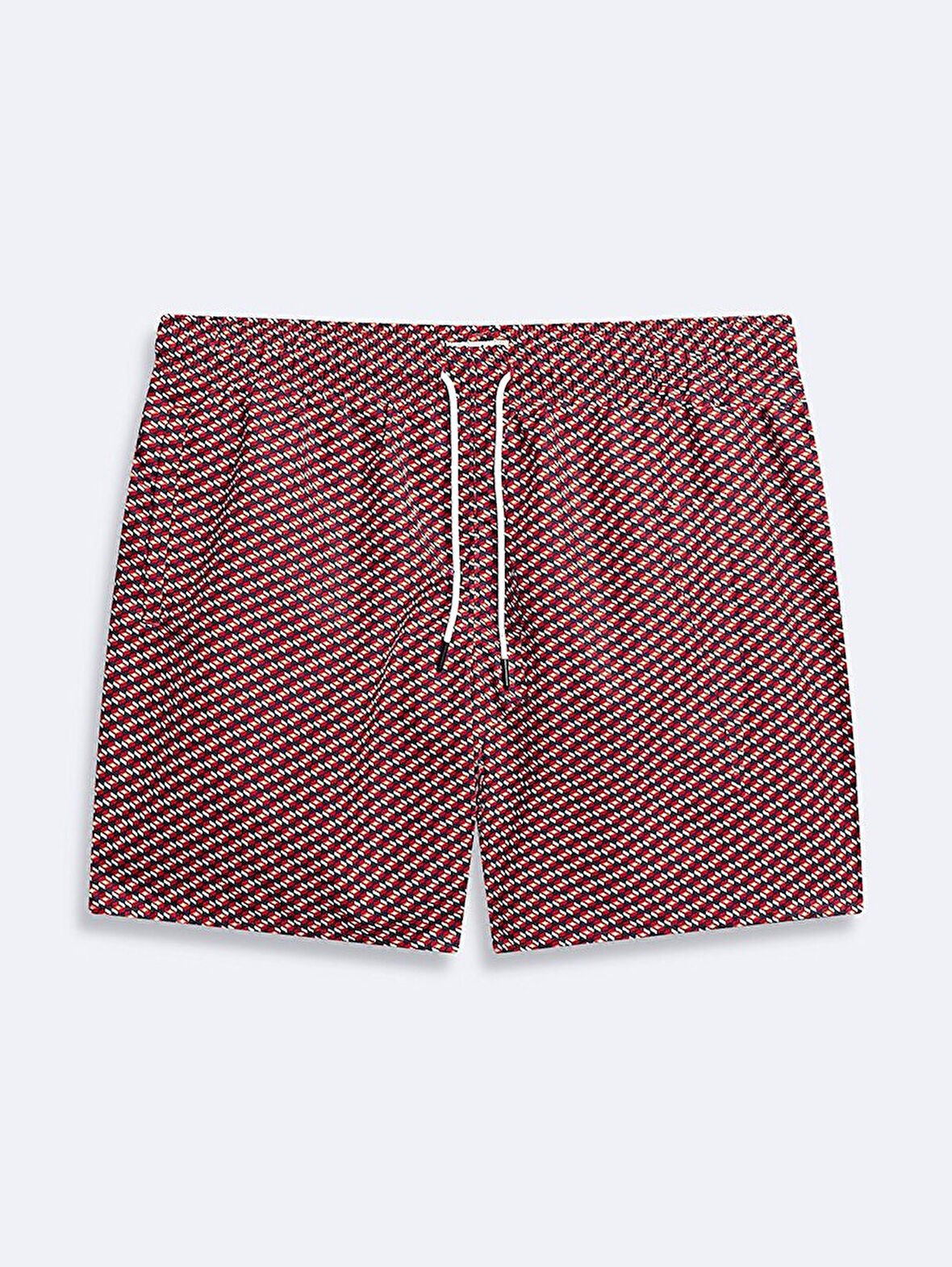 Desenli Regular Kırmızı Deniz Şort