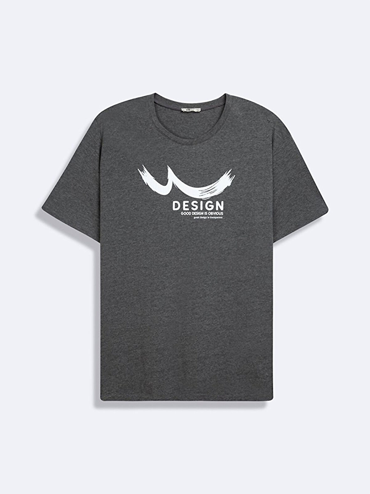 Kısa Kollu Sıfır Yaka Sıgn Baskılı Antrasit T-shırt