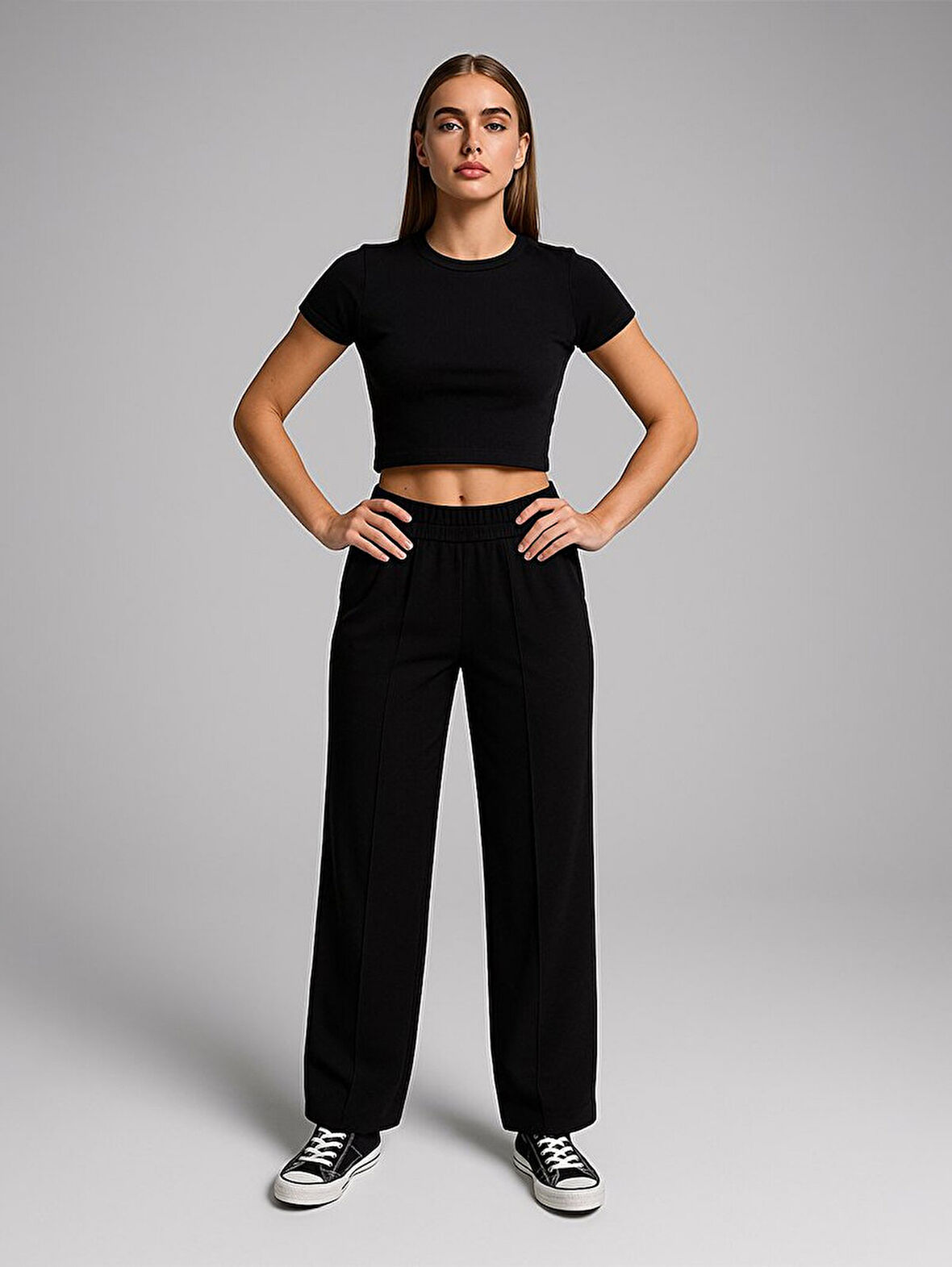 Beli Lastikli Polar Siyah Eşofman