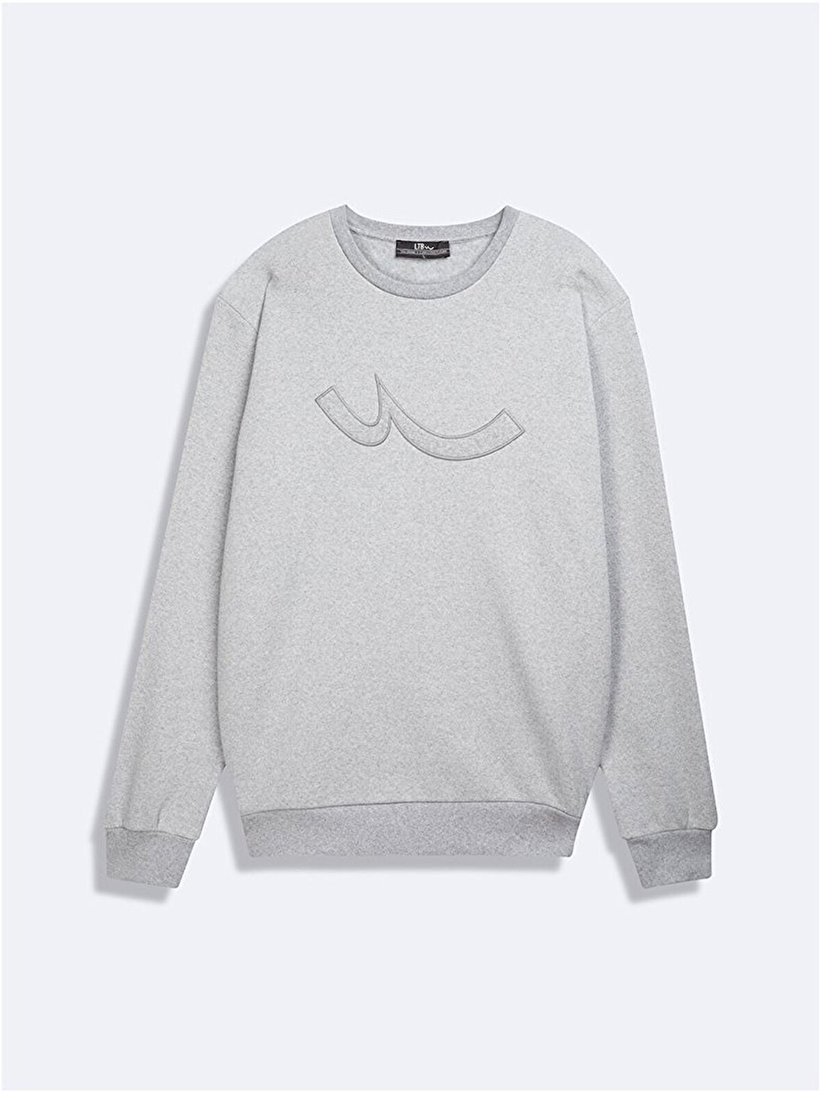 Uzun Kollu Sıgn Baskılı Basıc Gri Sweatshırt