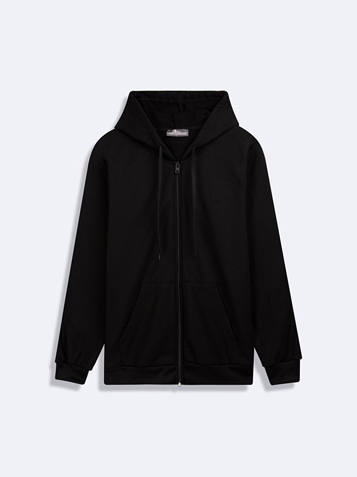 Kapüşonlu Fermuarlı Basic Siyah Sweatshırt