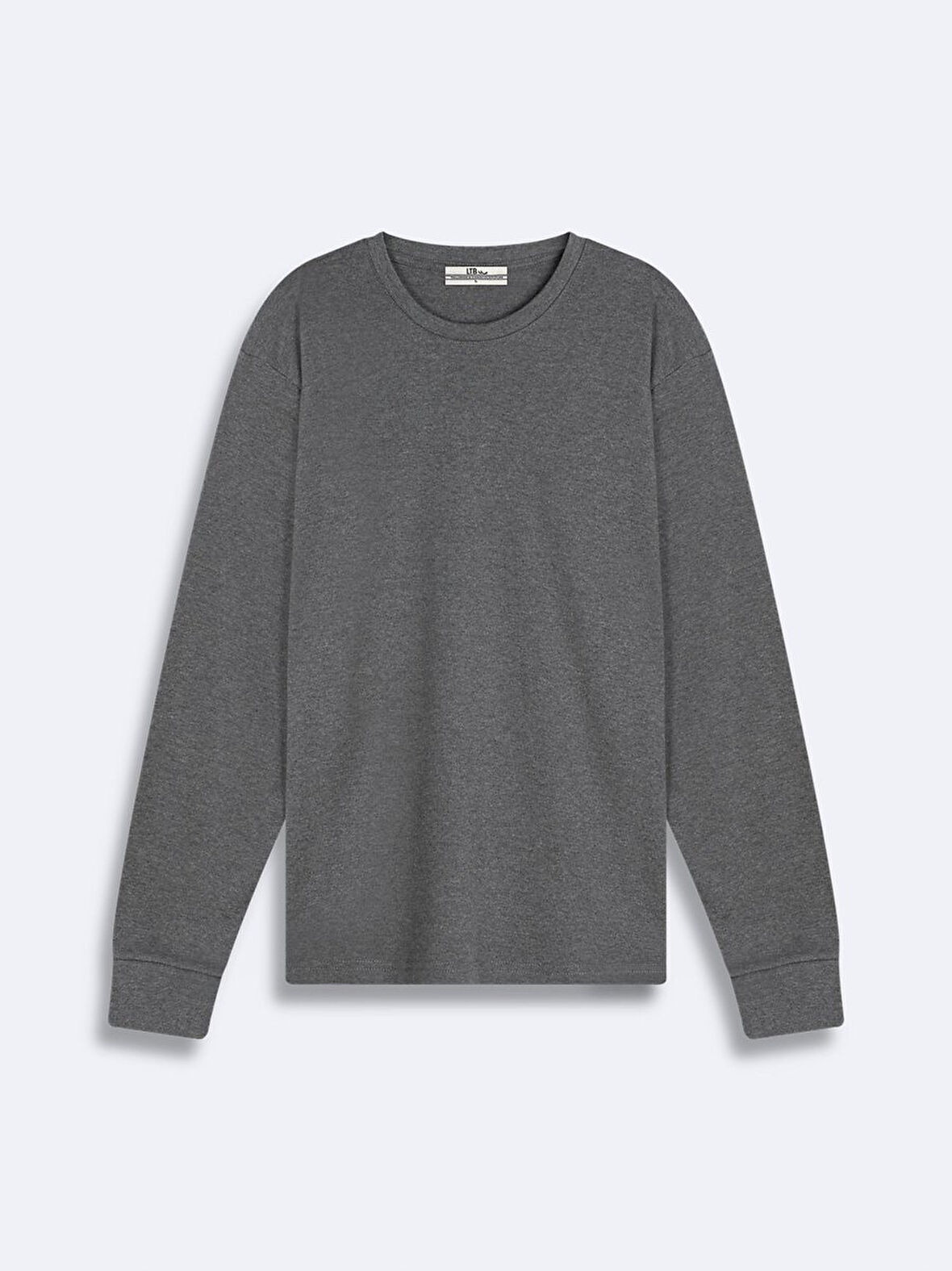 Uzun Kollu Sıfır Yaka Basic Antrasit Sweatshırt