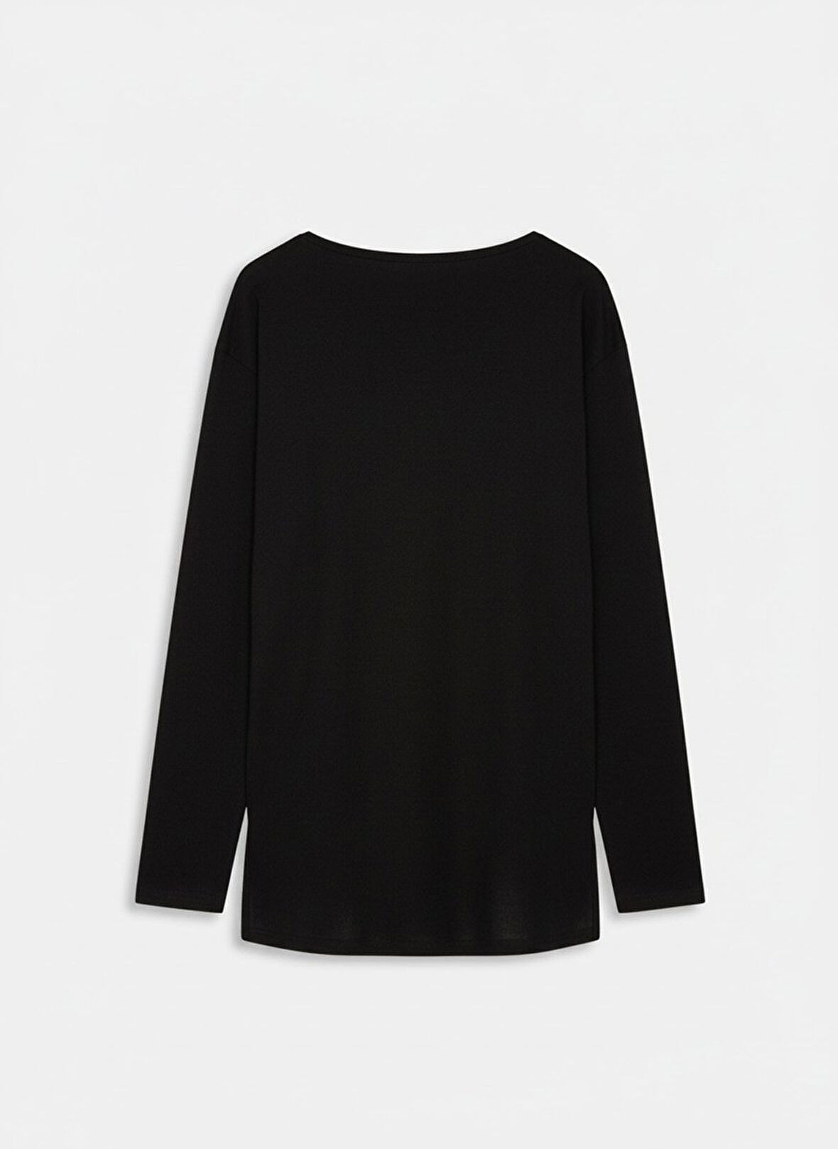 Uzun Kollu V Yaka Siyah Sweatshırt