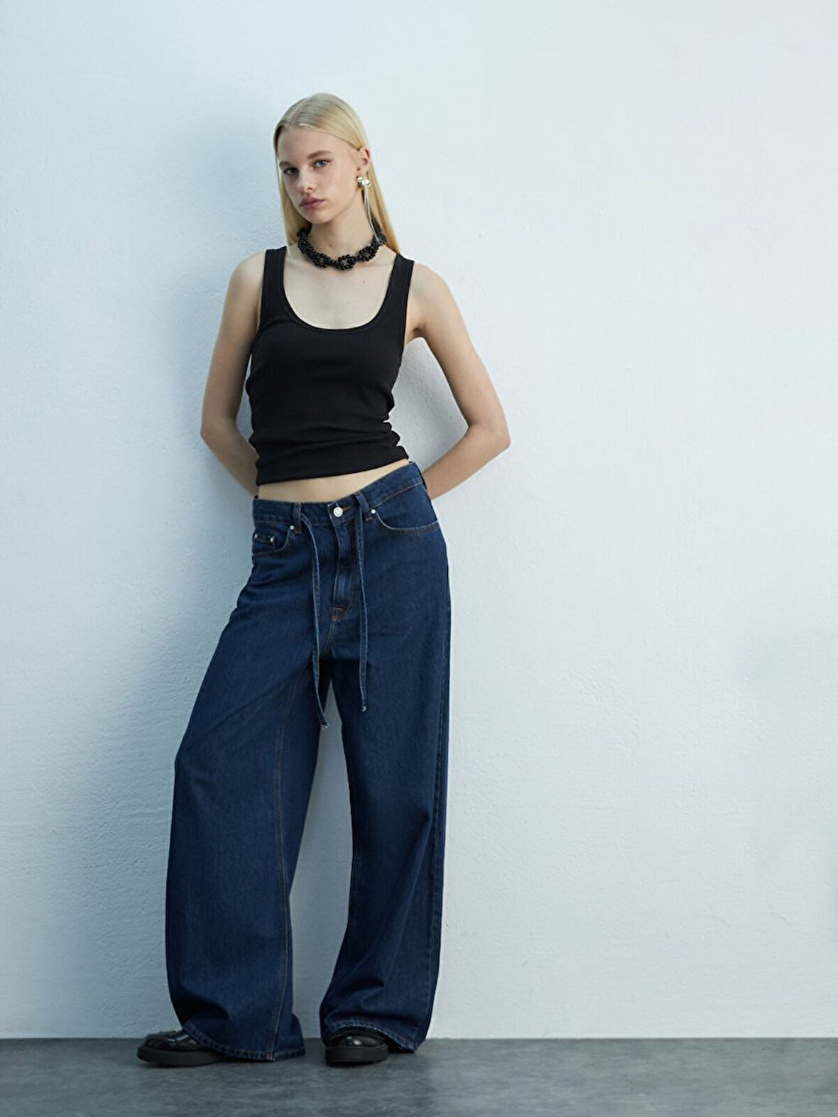 Denıssa Geniş Paça Yüksek Bel Jean Pantolon