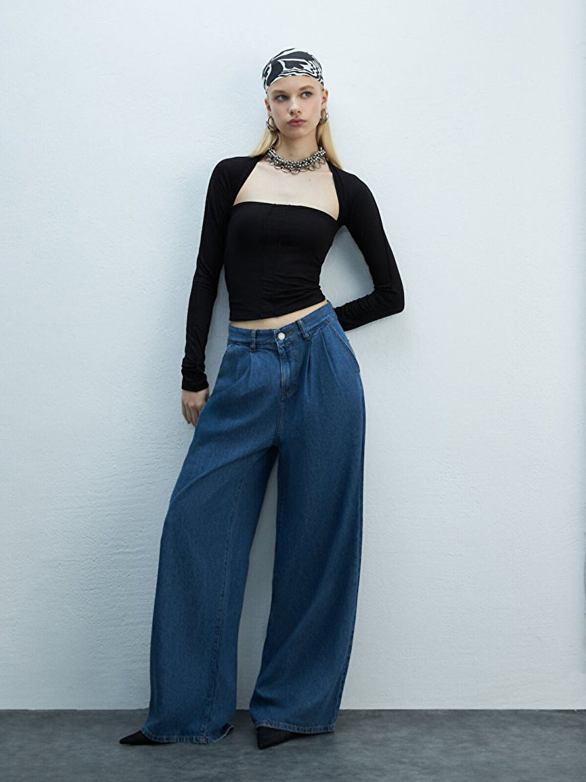 Sıerra Geniş Paça Yüksek Bel Jean Pantolon