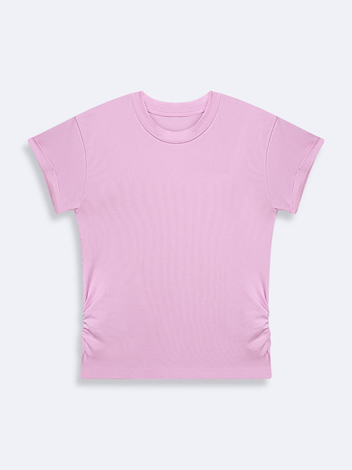 Kısa Kollu Sıfır Yaka Basic Pembe t-shirt