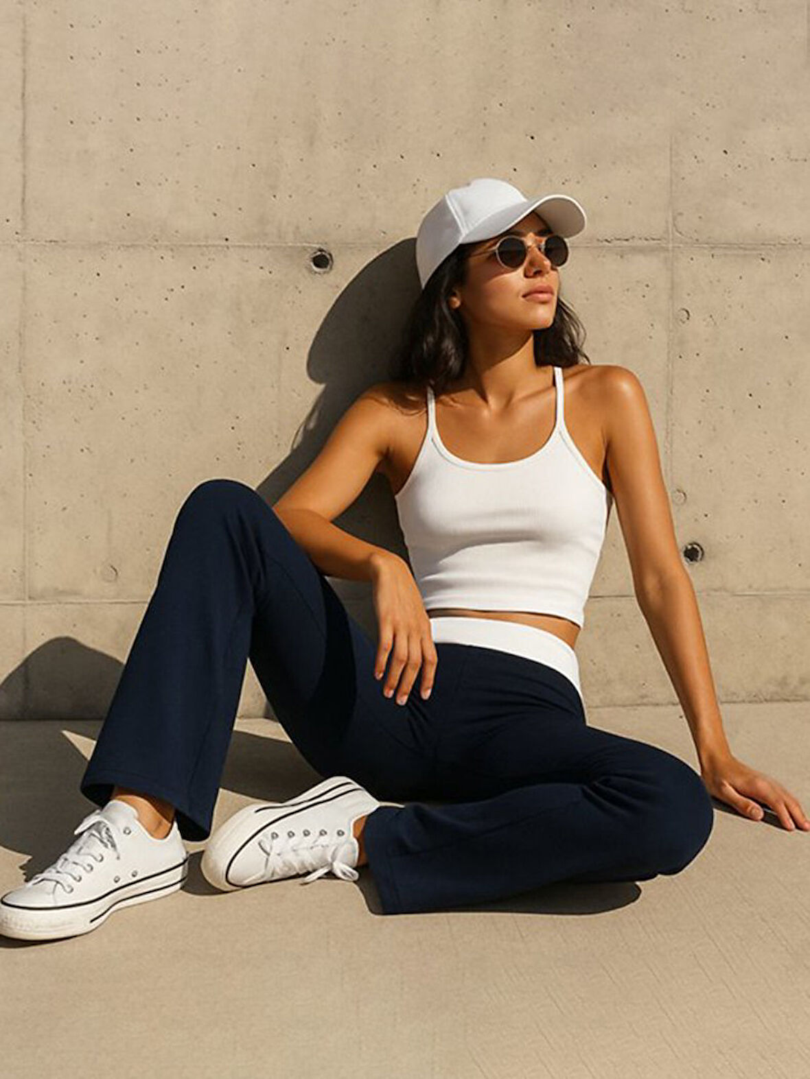 Yüksek Bel Flare Lacivert Pantolon