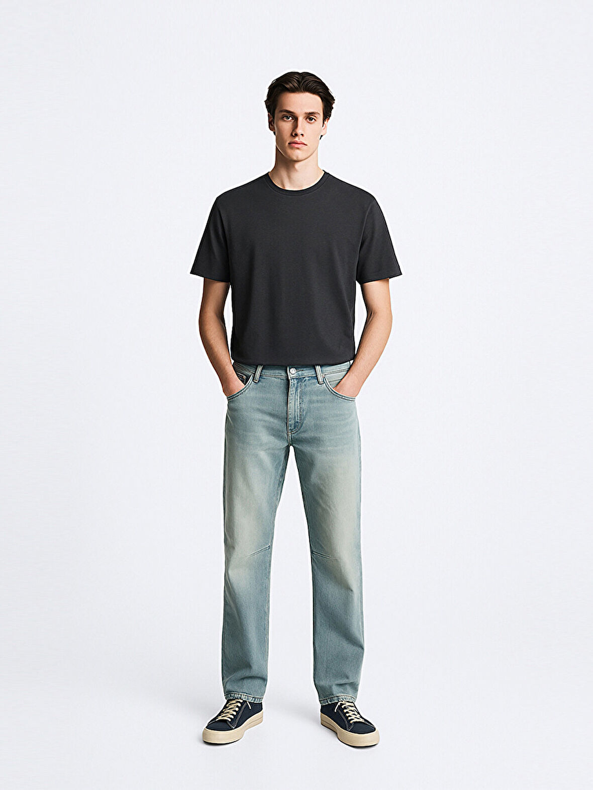 Kısa Kollu Sıfır Yaka Basıc Antrasit t-shirt