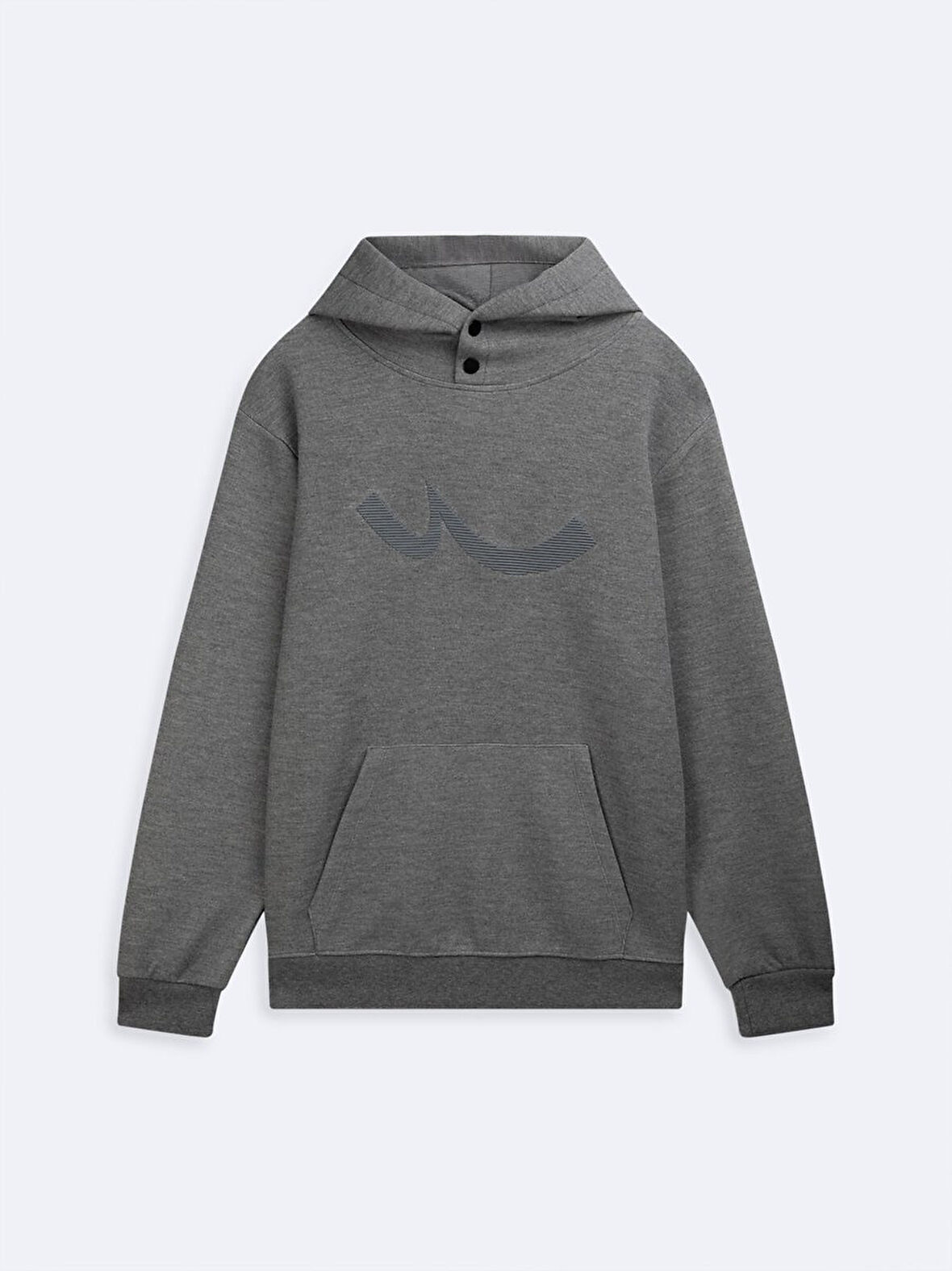 Uzun Kollu Kapüşonlu Sign Baskılı Antrasit Sweatshırt