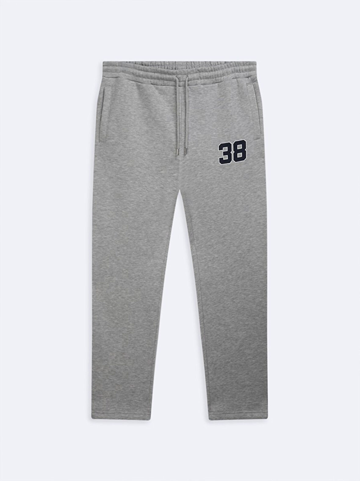 Beli Lastikli Düz Paça Gri Eşofman