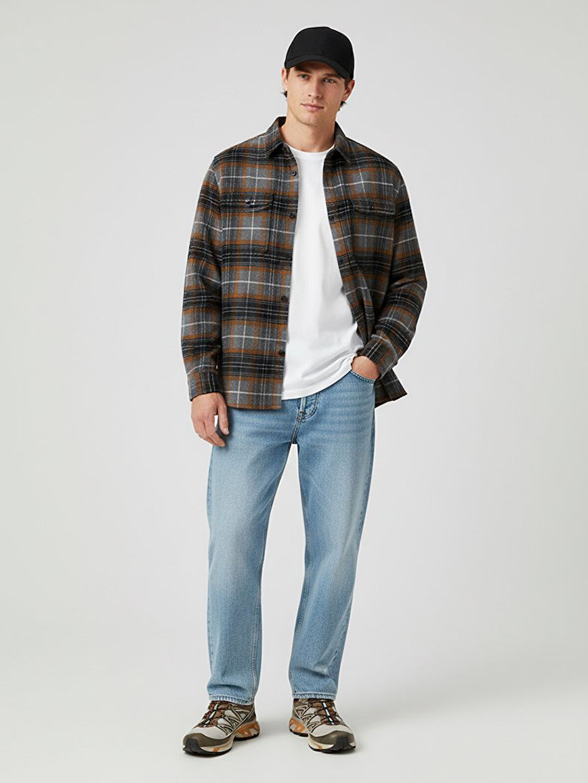 Uzun Kollu Kareli Oduncu Siyah Gömlek